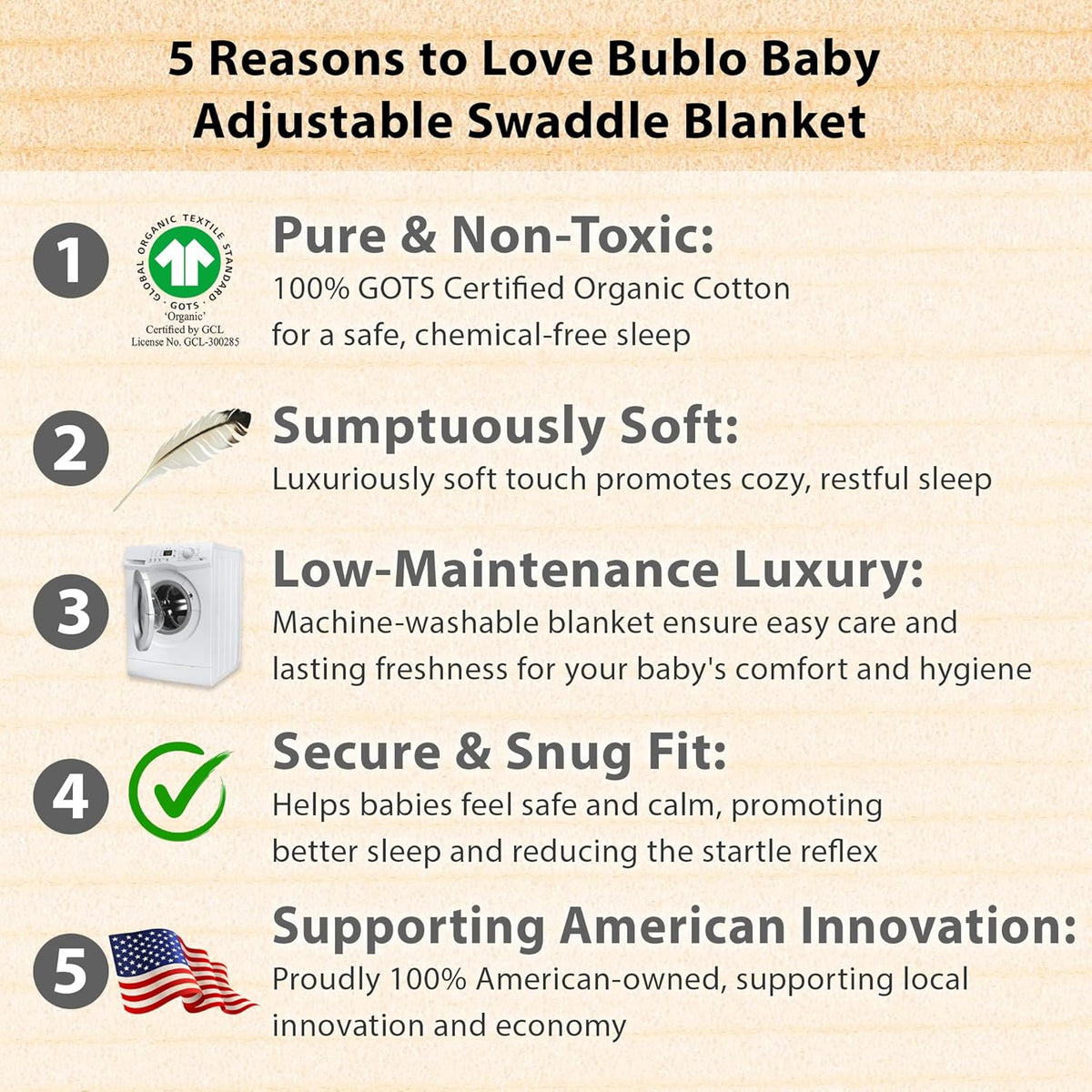 Bublo Baby Swaddles for Newborns – 3-Pack Infant Swaddles 0-3 Months – Adjustable Swaddle Sleep