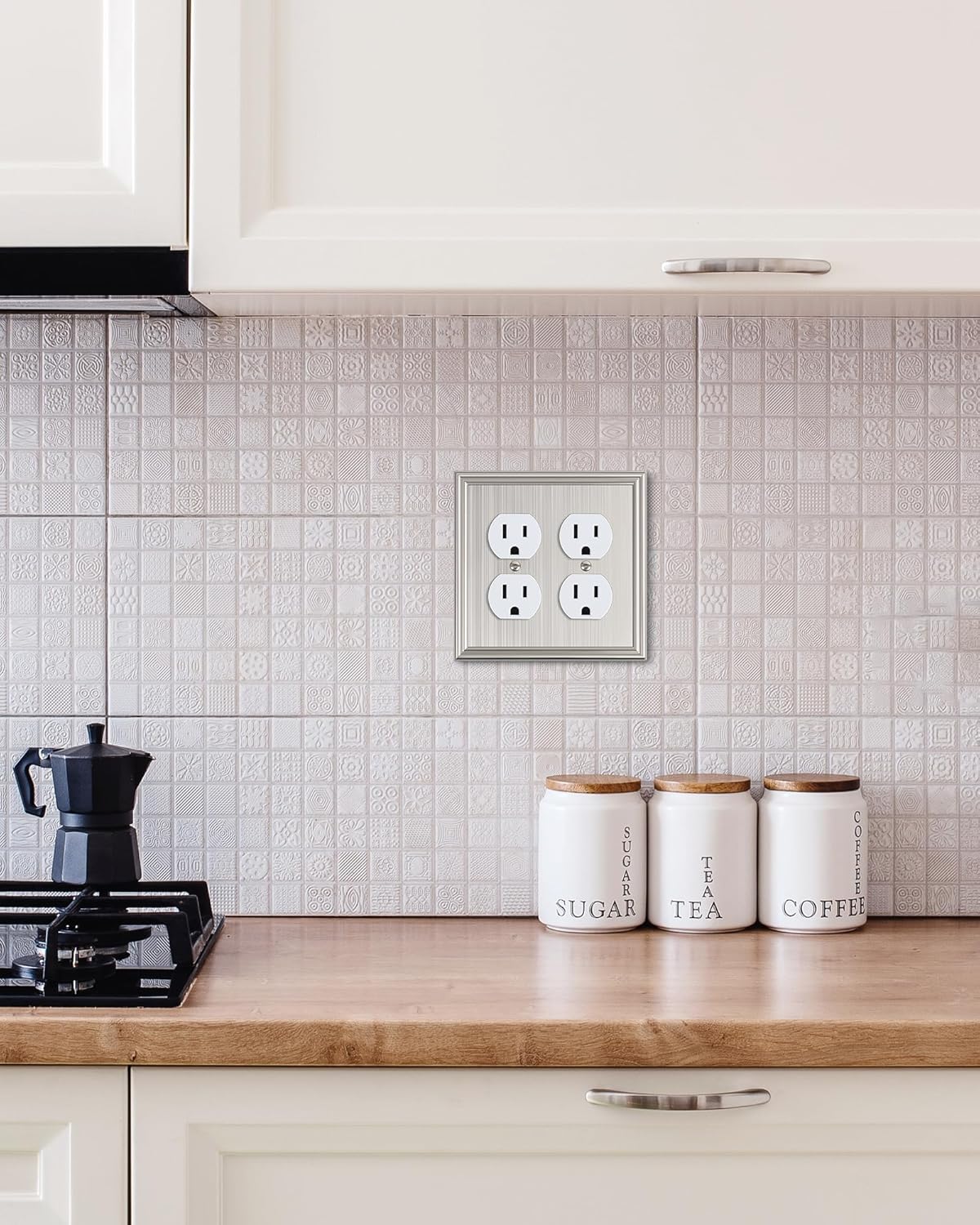 2-Pack Double Duplex Outlet Cover, Brushed Nickel Decorative Switch Plates and Outlet Covers for