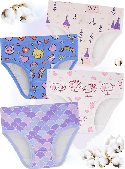 Girls' Underwear,Soft Cotton Tagless Panties for Toddlers' & Little Kids' Comfort,Breathable