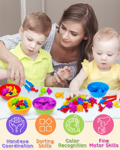 48 Pcs Counting Dinosaurs Toys for Kids 3-5, 4-8, Montessori Learning Toys