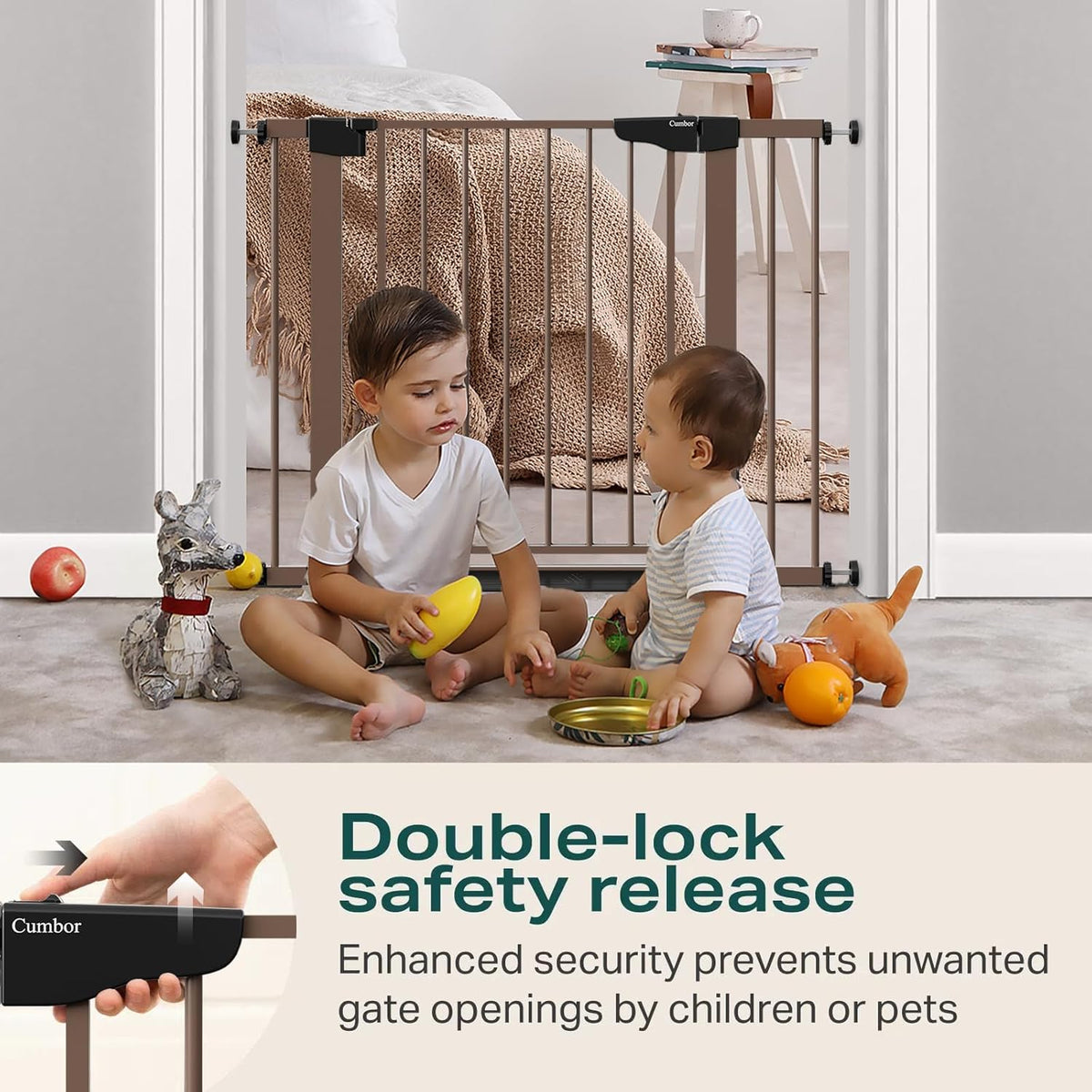 Cumbor 29.7-40.6" Baby Gate for Stairs, Mom's Choice Awards Winner-Dog Gate for Doorways, Pressure