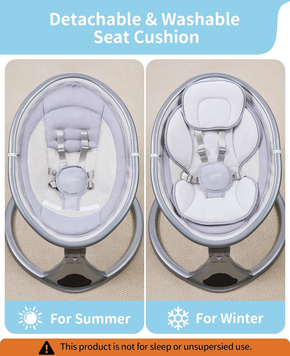 LAREX Baby Swing to Toddler Electric Infant Swing Portable for Newborn Boy Girl, 5 Sway Speeds with