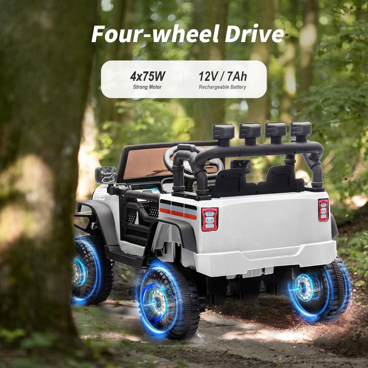 4WD Kids Ride on Car Truck, 12V 7Ah Kids Electric Vehicles Car Ride on Toy for Toddlers 3-5 with