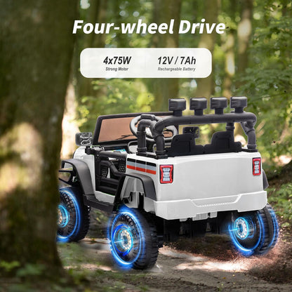 4WD Kids Ride on Car Truck, 12V 7Ah Kids Electric Vehicles Car Ride on Toy for Toddlers 3-5 with