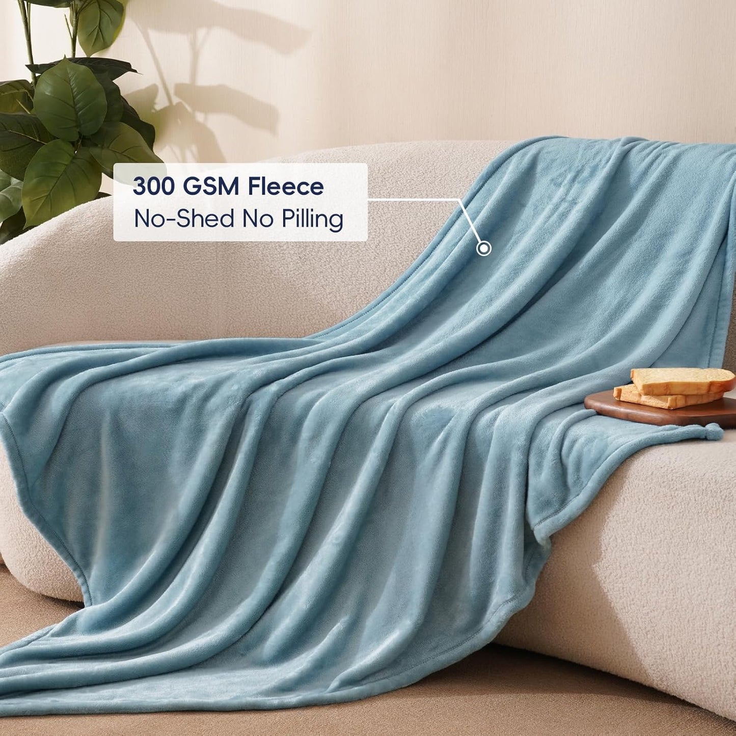 PHF Ultra Soft Fleece Throw Blanket, No Shed No Pilling Luxury Plush Cozy 300GSM Lightweight