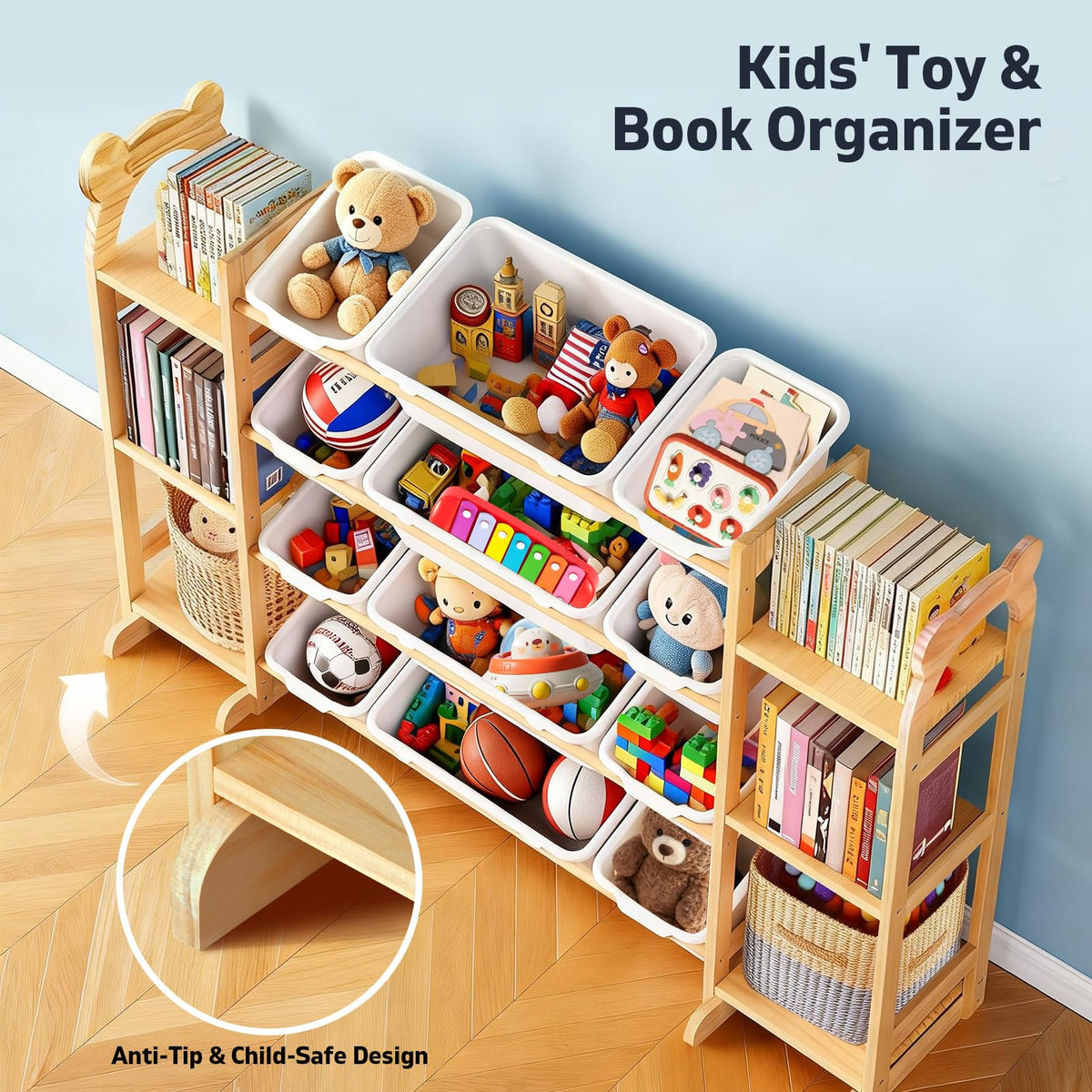 ZJFGPOT Toy Storage Organizer with 6 Shelves and 12 Bins, Toy Organizers and Storage Shelf with