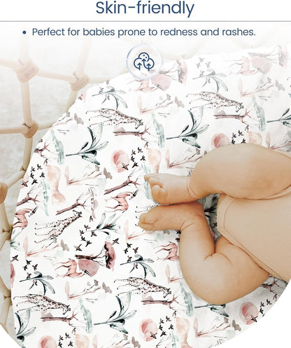 Pack and Play Sheets Fitted, Ultra Soft Mini Crib Sheets Girl, Pink Pack N Play Mattress Sheets