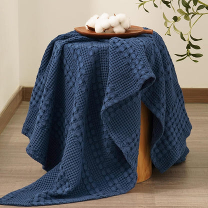 PHF 100% Cotton Waffle Weave Throw Blanket, Soft Lightweight Breathable Cozy Summer Throws for