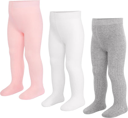 3 Pack Baby Girl Tights Cable Knit Leggings Stockings Cotton Pantyhose for Newborn Infant 6