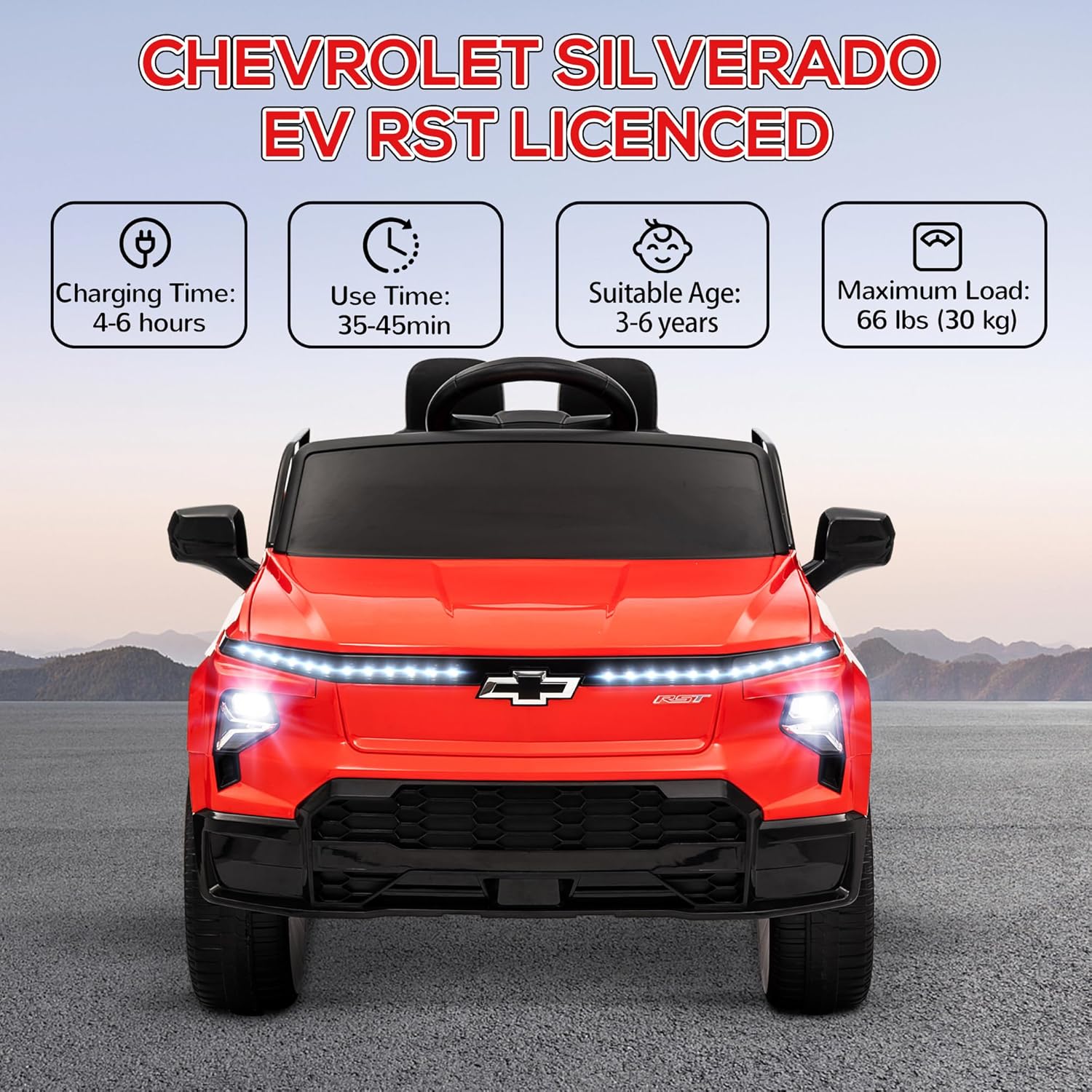 Qaba 12V Kids Ride on Truck, Chevrolet Silverado EV RST Licensed Electric Car with Parent Remote