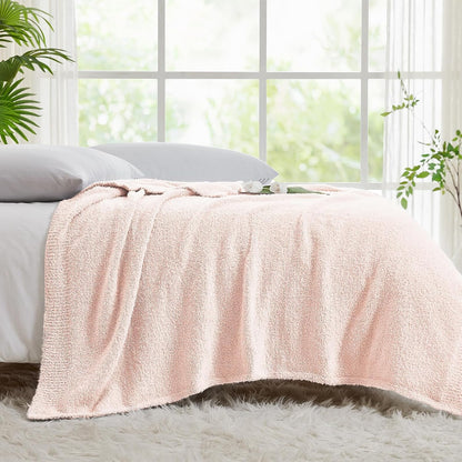 CYMULA Super Soft Pink Throw Blanket 50x60 inches- Lightweight Plush Fuzzy Fluffy Warm Cozy