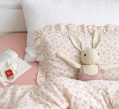 BuLuTu Cotton Muslin Kids Toddler Pillowcase Standard Size, Shabby Chic Galsang Flowers Print, Soft