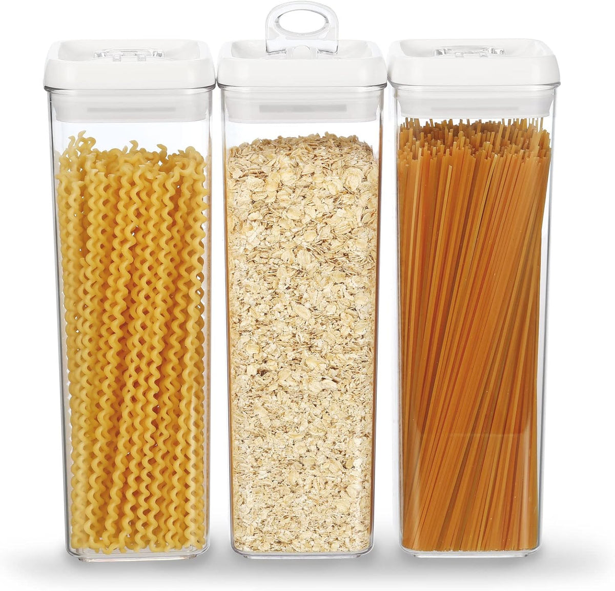 Felli Flip Tite TALL Storage Container with Lid 4" Air Tight Easy Open Ring Top, Clear Acrylic