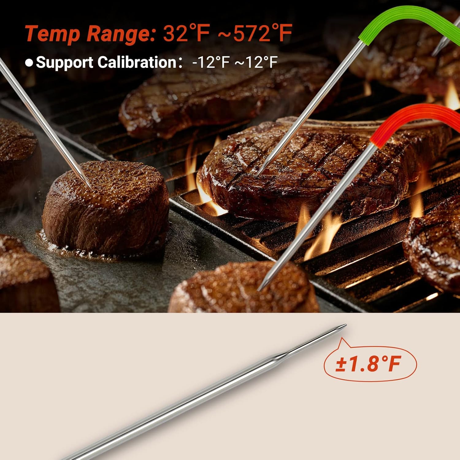 Inkbird WiFi Meat Thermometer for Grilling, Unlimited Rang Rechargeable BBQ Thermometer APP