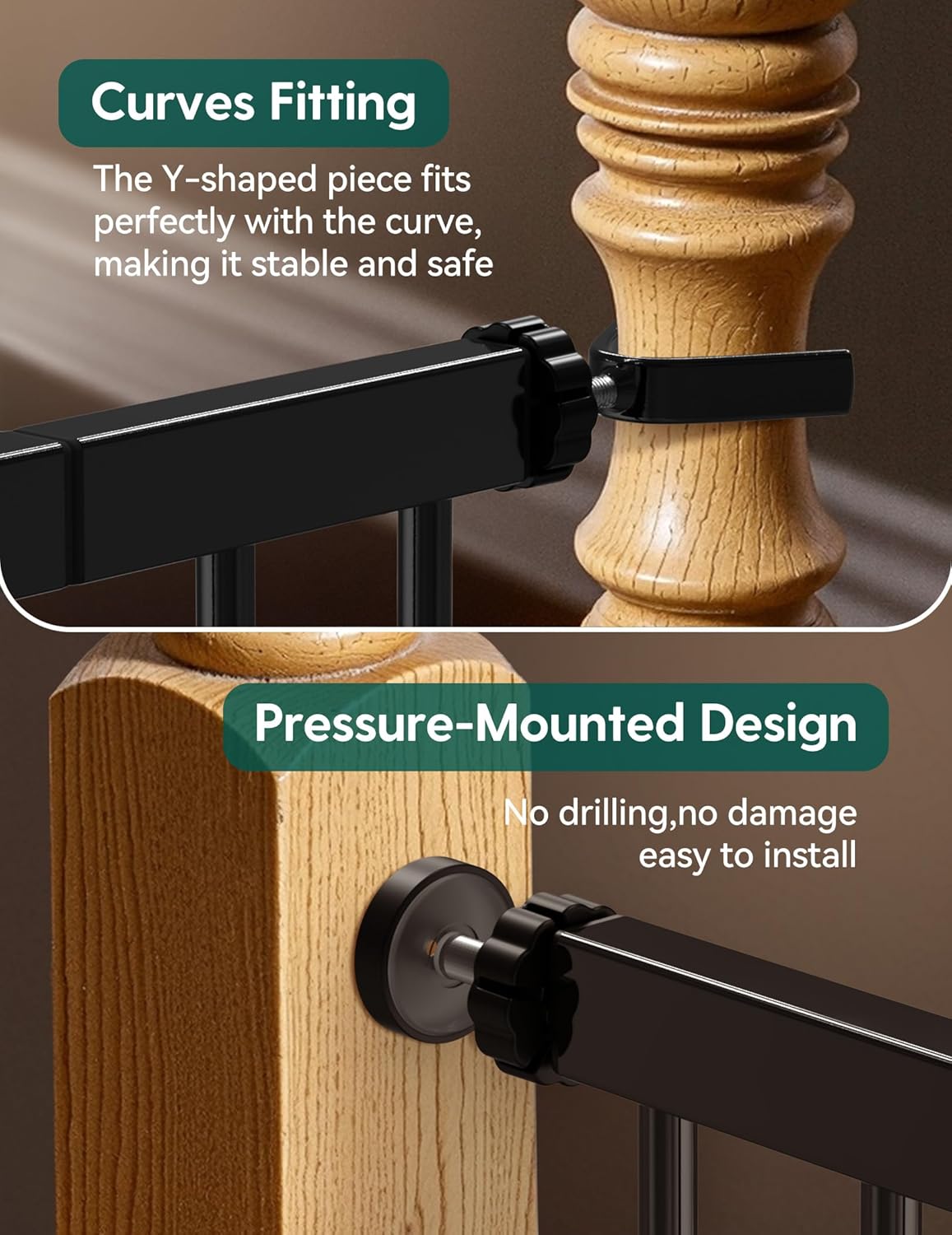 Babelio Baby Gate for Doorways and Stairs, 26-40" Auto Close Dog Gate, Easy-Install Pressure