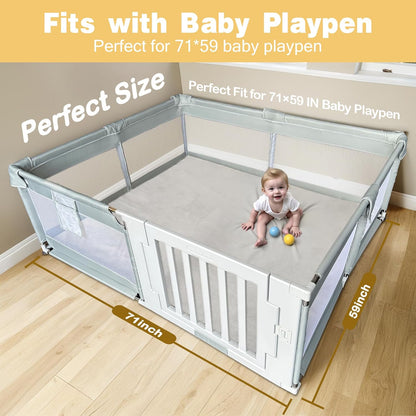71" ×59" Padded Baby Play Mat for Floor, 1.2" Thick Memory Foam Mat with Machine Washable Cover