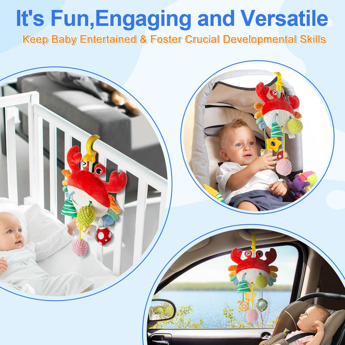 Lynncare Car Seat Toy, Stroller Toy with a Convenient Clip