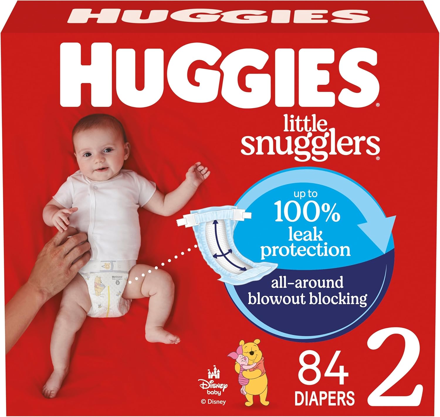 Huggies Size 2 Diapers, Little Snugglers Baby Diapers, Size 2 (12-18 lbs), 84 Count, Packaging May