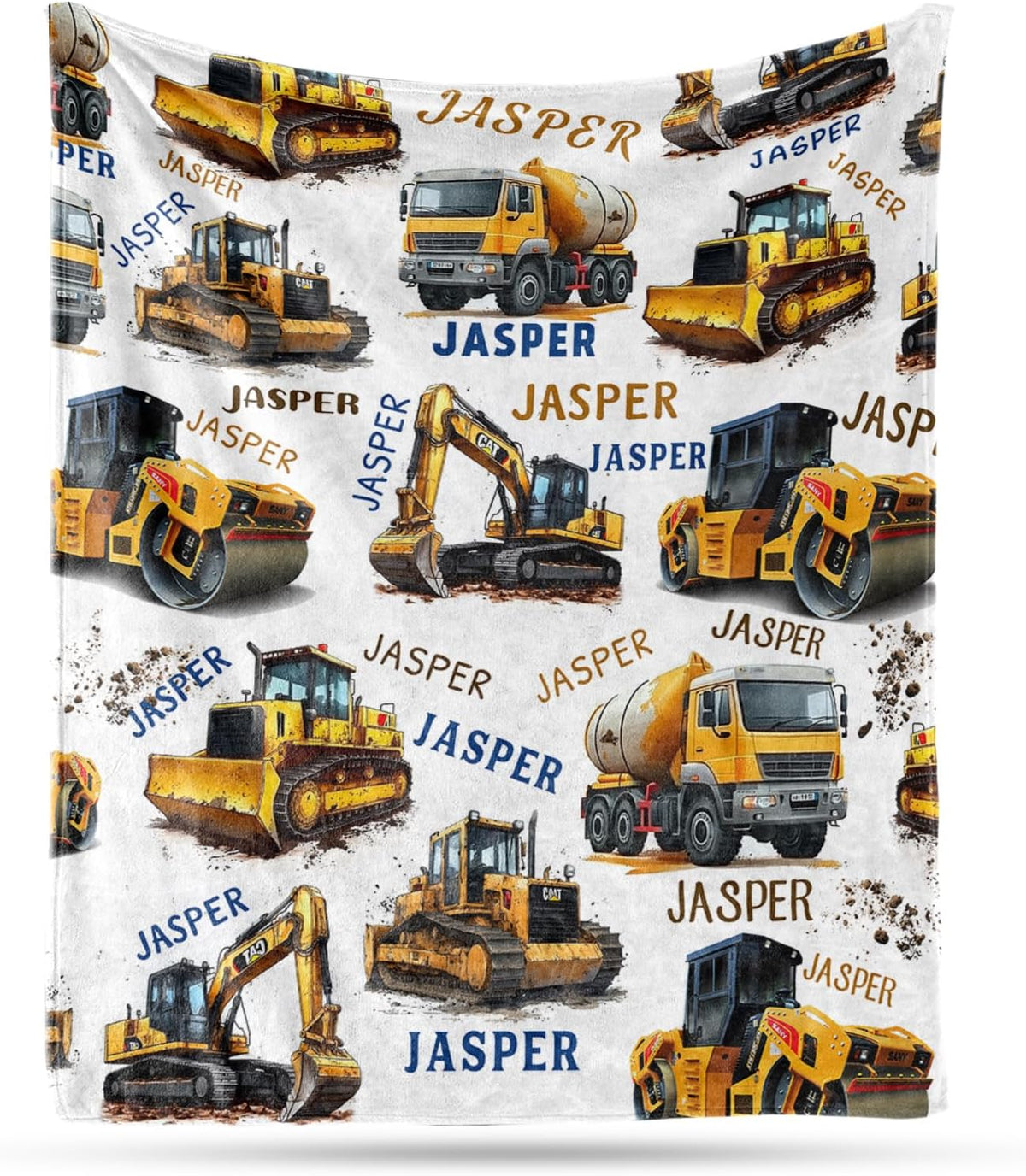 Ship Next Day, Personalized Truck Blanket - Printed in USA, Custom Name Blankets for Kids with