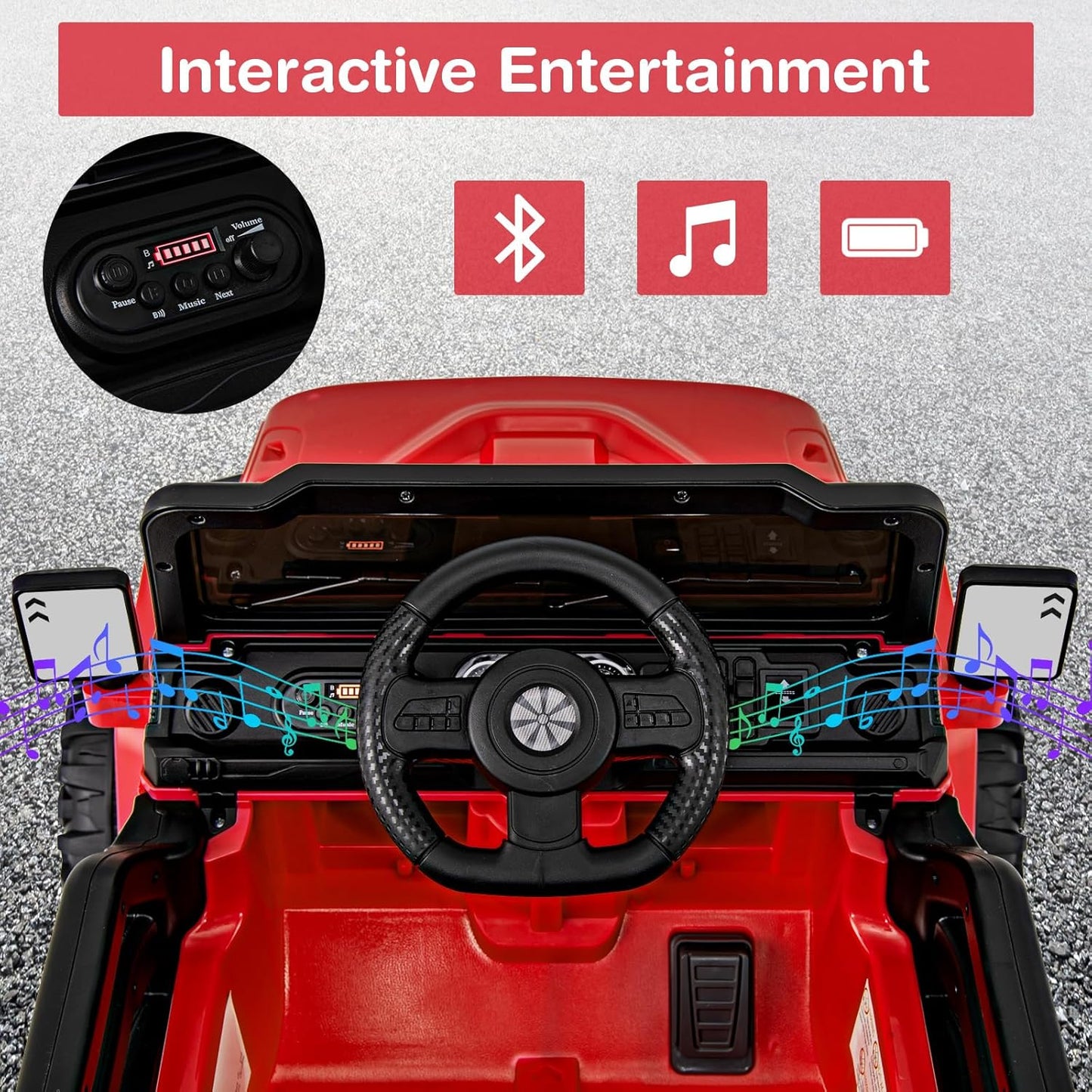 Costzon 12V Kids Ride on Truck Car, Electric Vehicle w/Remote Control, Threaded Wheels, 3 Speeds