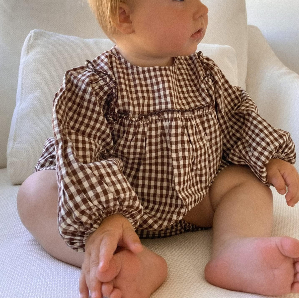 Douhoow Infant Baby Girl Plaid Romper Baby Sweatshirt Romper Ruffle Festival Clothes Fall Winter