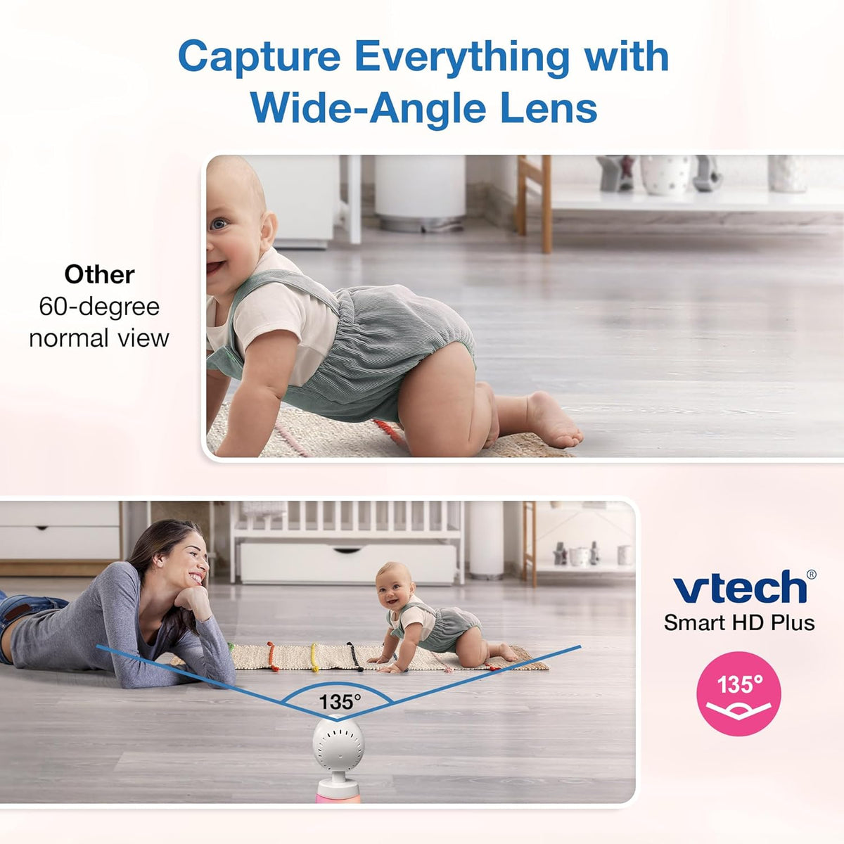 VTech Smart WiFi Baby Monitor, 2K CMOS Sensor Camera, 5.5-inch HD IPS Screen, Clear Infrared Night