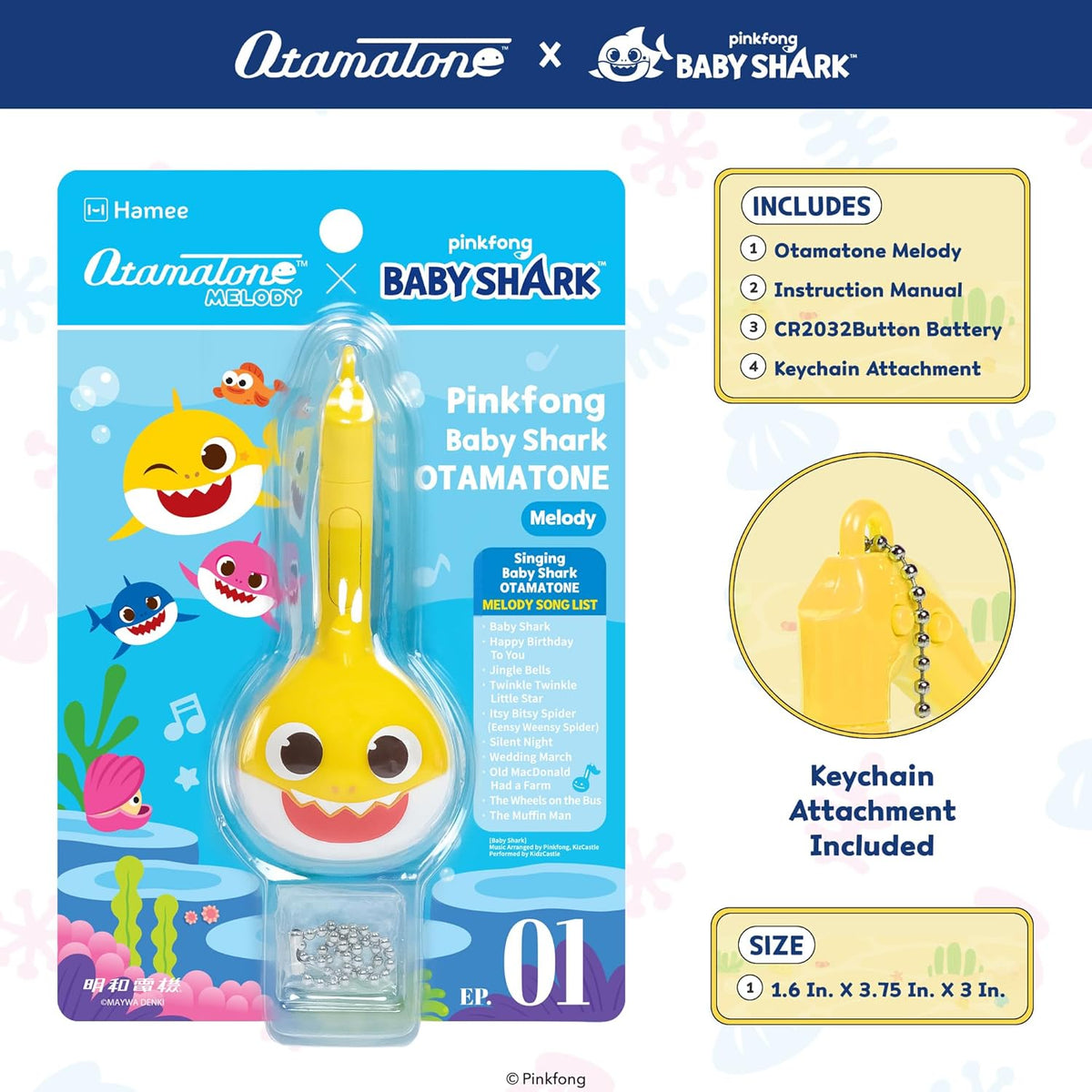 Otamatone Melody [Special Baby Shark Edition] Portable Mini Size Electronic Keychain Musical Toy