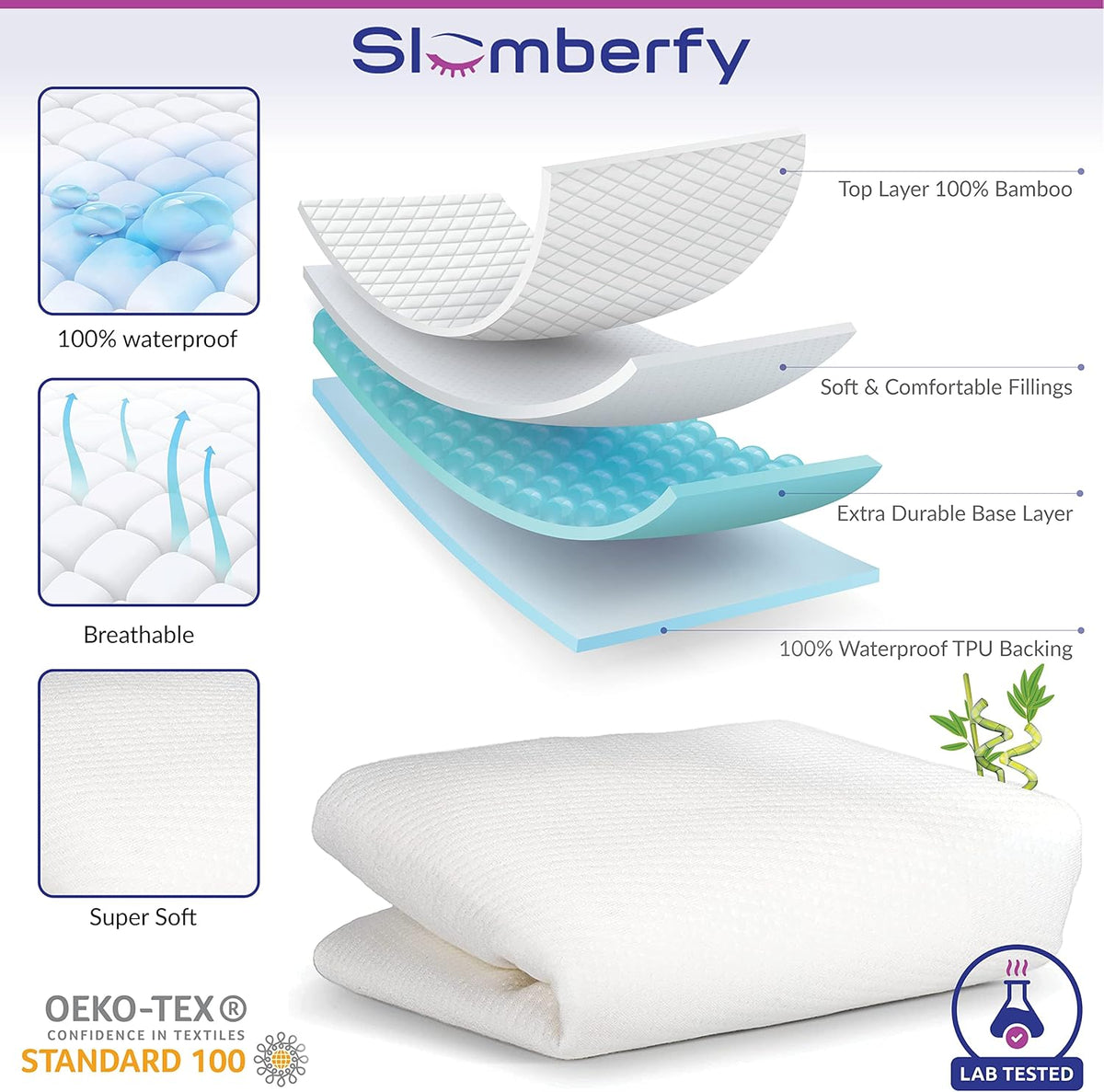 Bamboo Crib Mattress Protector by Slumberfy, Waterproof and Hypoallergenic Mattress Protector for