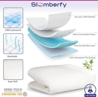 Bamboo Crib Mattress Protector by Slumberfy, Waterproof and Hypoallergenic Mattress Protector for