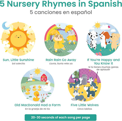 Binibi Spanish Musical Book for Toddlers Sol Solecito & Other Nursery Rhymes | Spanish Learning for