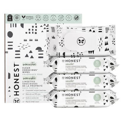 The Honest Company Clean Conscious Multi-Use Wipes | Hypoallergenic + Unscented for Sensitive Skin