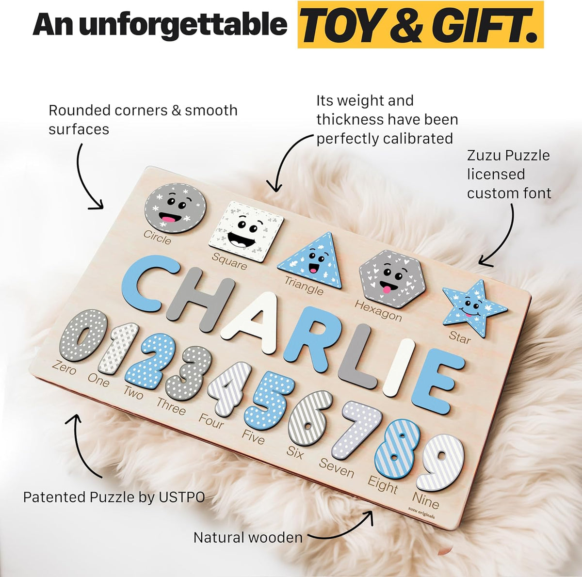 Puzzles for Toddlers Boy and Girl, Personalized Name Puzzle, 12 Month Toy, Gifts for 0 1 2 3 Years