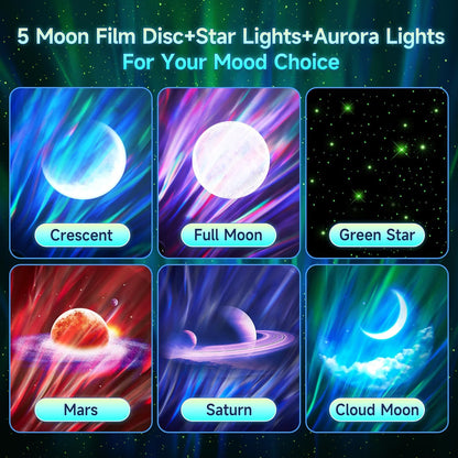 One Fire Northern Lights, 21Colors Galaxy Projector for Bedroom, 15White Noise&Bluetooth Star