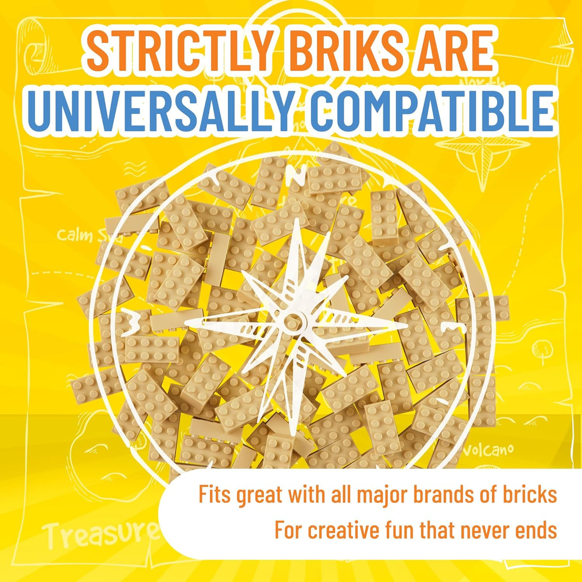 Strictly Briks Classic Bricks Starter Kit, Sand, 96 Pieces, 2x4 Studs, Building Creative Play Set