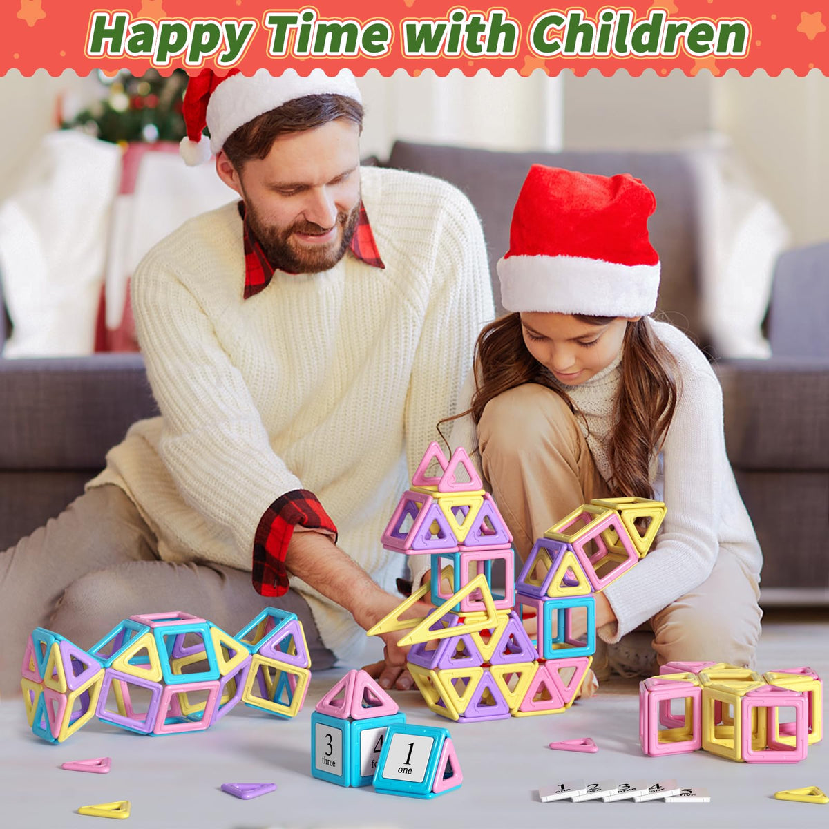 Rurvale Toddler Girl Toys, Magnetic Tiles 44pcs, Birthday Gifts Ideas for Girls Toys Age 3 4 5