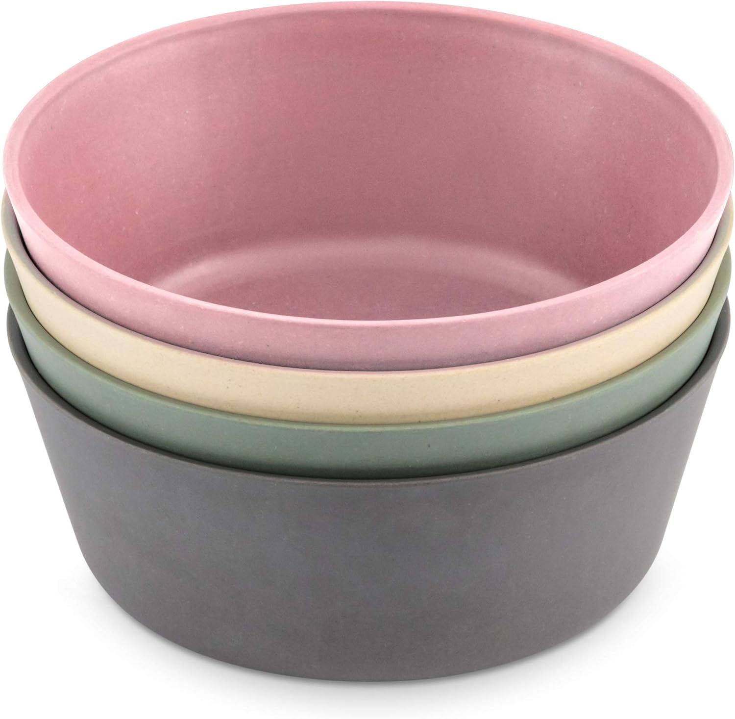 WeeSprout Bamboo Kids Bowls, Set of Four 10 oz Kid-Sized Dinnerware, Cereal, Leftovers & Snack