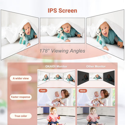 Baby Monitor No WiFi, 6" Extra-Large IPS Screen with 30-Hrs Battery, 1000ft Baby Monitor with