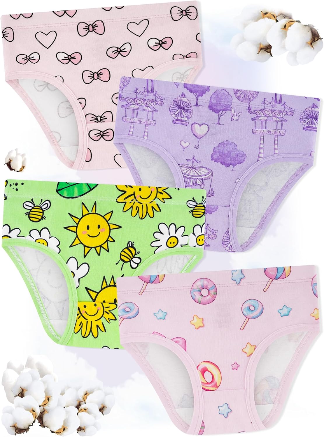 Girls' Underwear,Soft Cotton Tagless Panties for Toddlers' & Little Kids' Comfort,Breathable