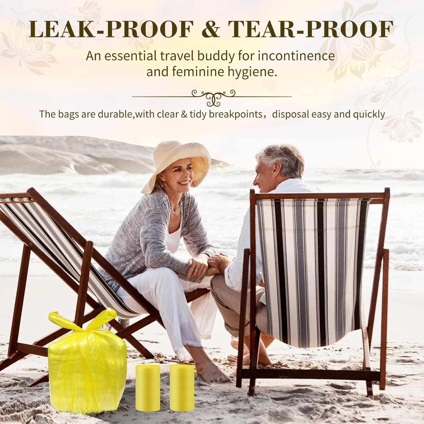 Large Adult Diaper Disposal Bags (18 x 23in), 96 Count, Lemon Scented, Waste Disposal for Elderly