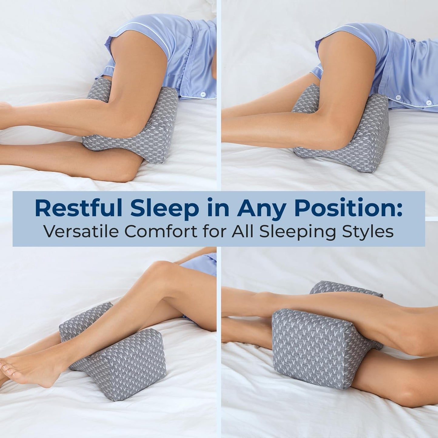5 STARS UNITED Knee Pillow for Side Sleepers - Hip Pain Relief, Memory Foam Leg Cushion for Side