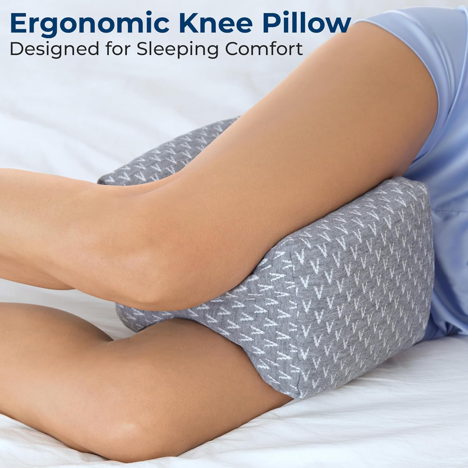 5 STARS UNITED Knee Pillow for Side Sleepers - Hip Pain Relief, Memory Foam Leg Cushion for Side