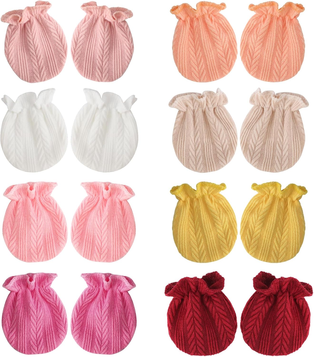 BQUBO Newborn Infant Toddler Mittens No Scratch Cotton Elastic Wrist Gloves Hypoallergenic for 0-6