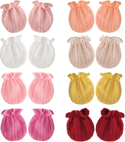 BQUBO Newborn Infant Toddler Mittens No Scratch Cotton Elastic Wrist Gloves Hypoallergenic for 0-6