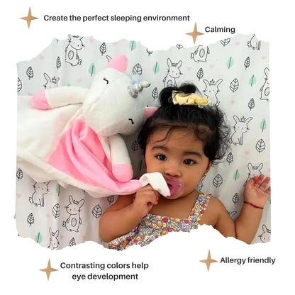 4-in-1 Sound Machine, Baby Lovey, Blanket - White Noise & Lullaby Plush Unicorn Calms & Reduces