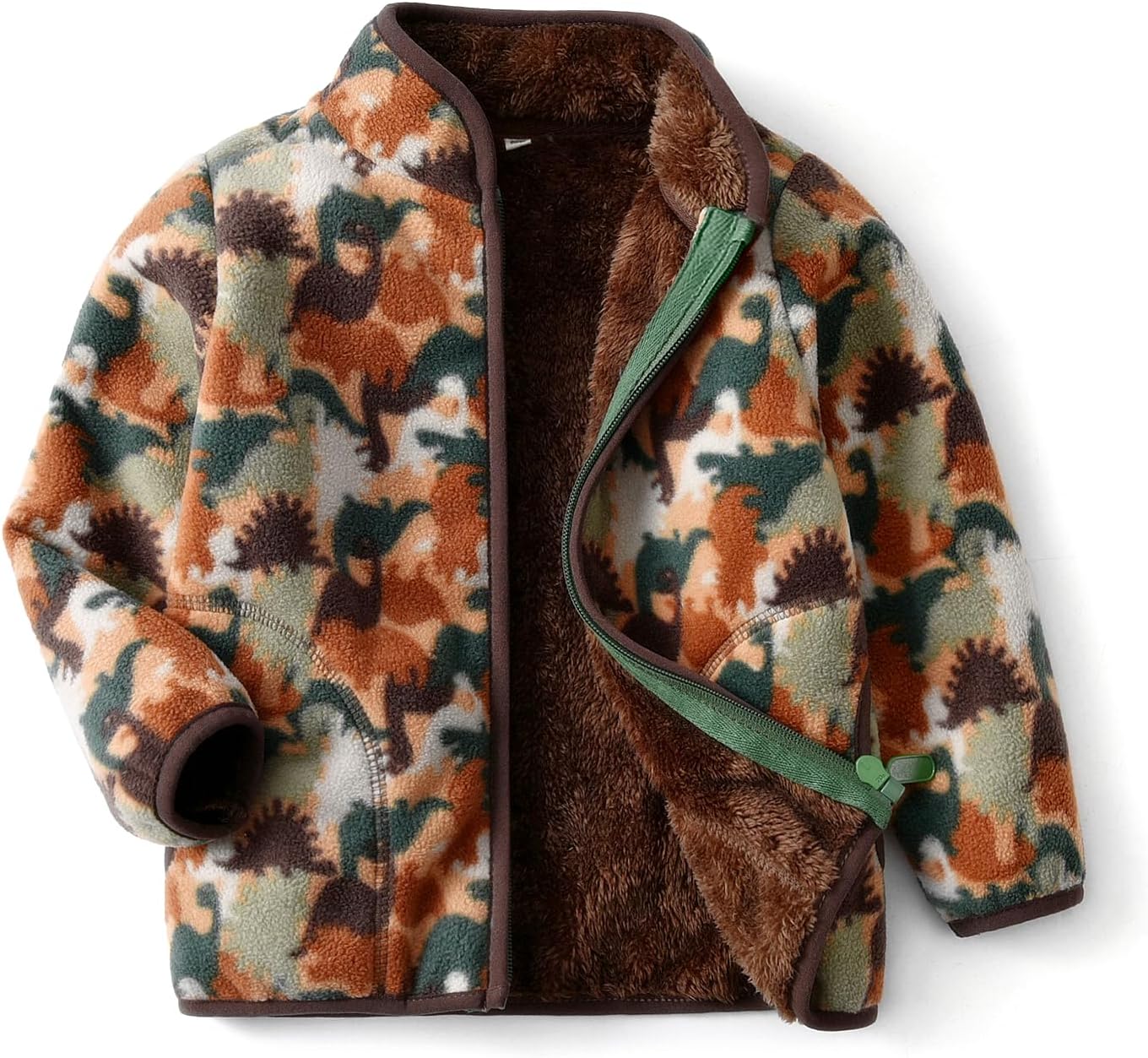 Kids Printed Polar Fleece Jacket Toddler Baby Boys Girls Autumn Winter Warm Sherpa Lining Outerwear
