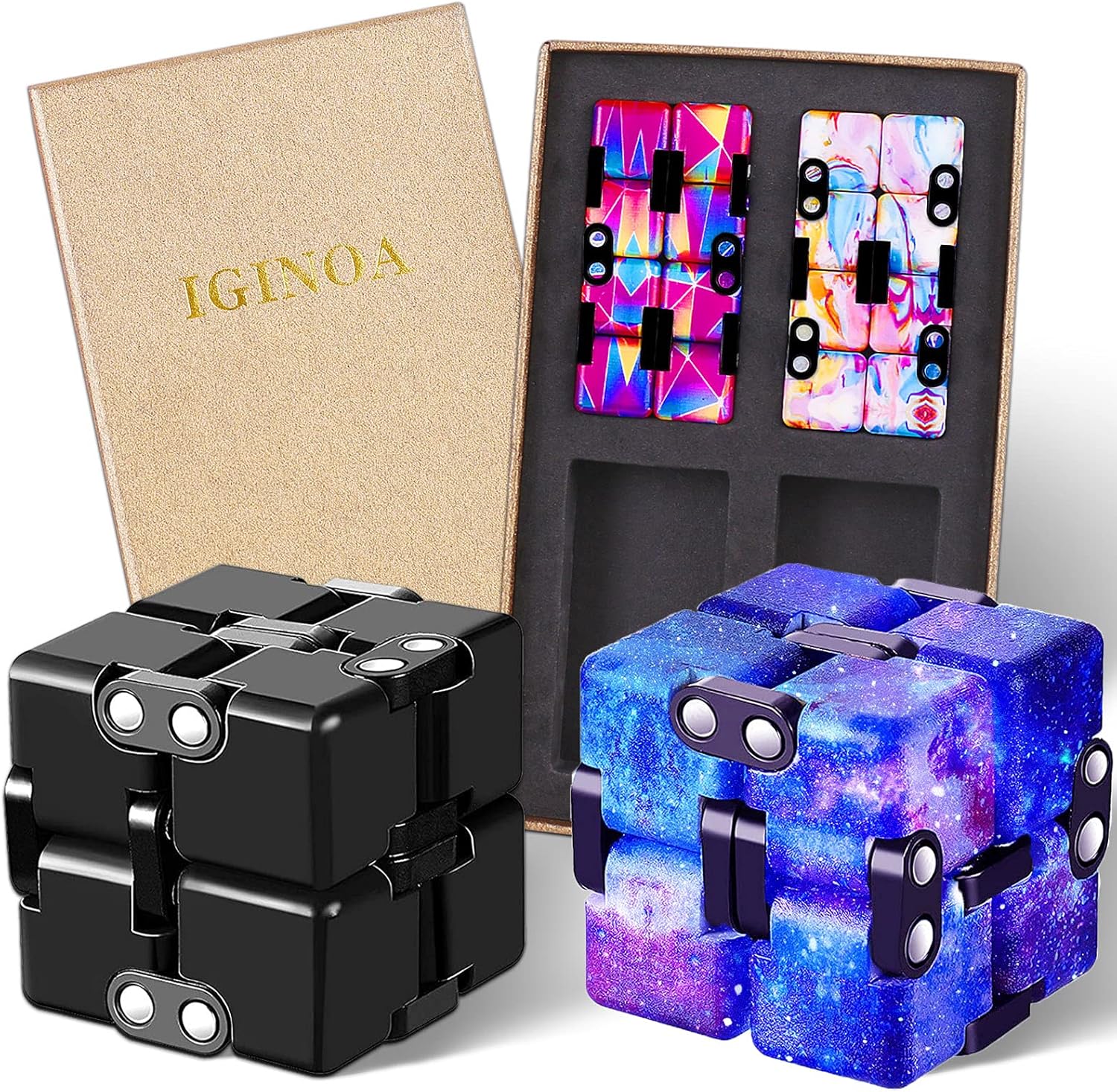 4 Packs Infinity Cube Toy Stress Relieving Game for Kids and Adults,Cute Mini Unique Gadget Anxiety