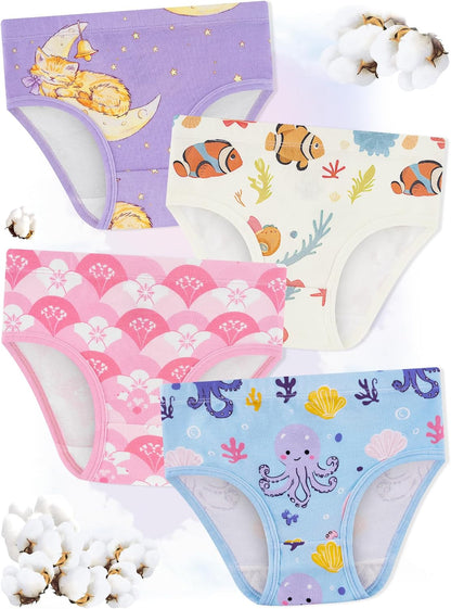 Girls' Underwear,Soft Cotton Tagless Panties for Toddlers' & Little Kids' Comfort,Breathable