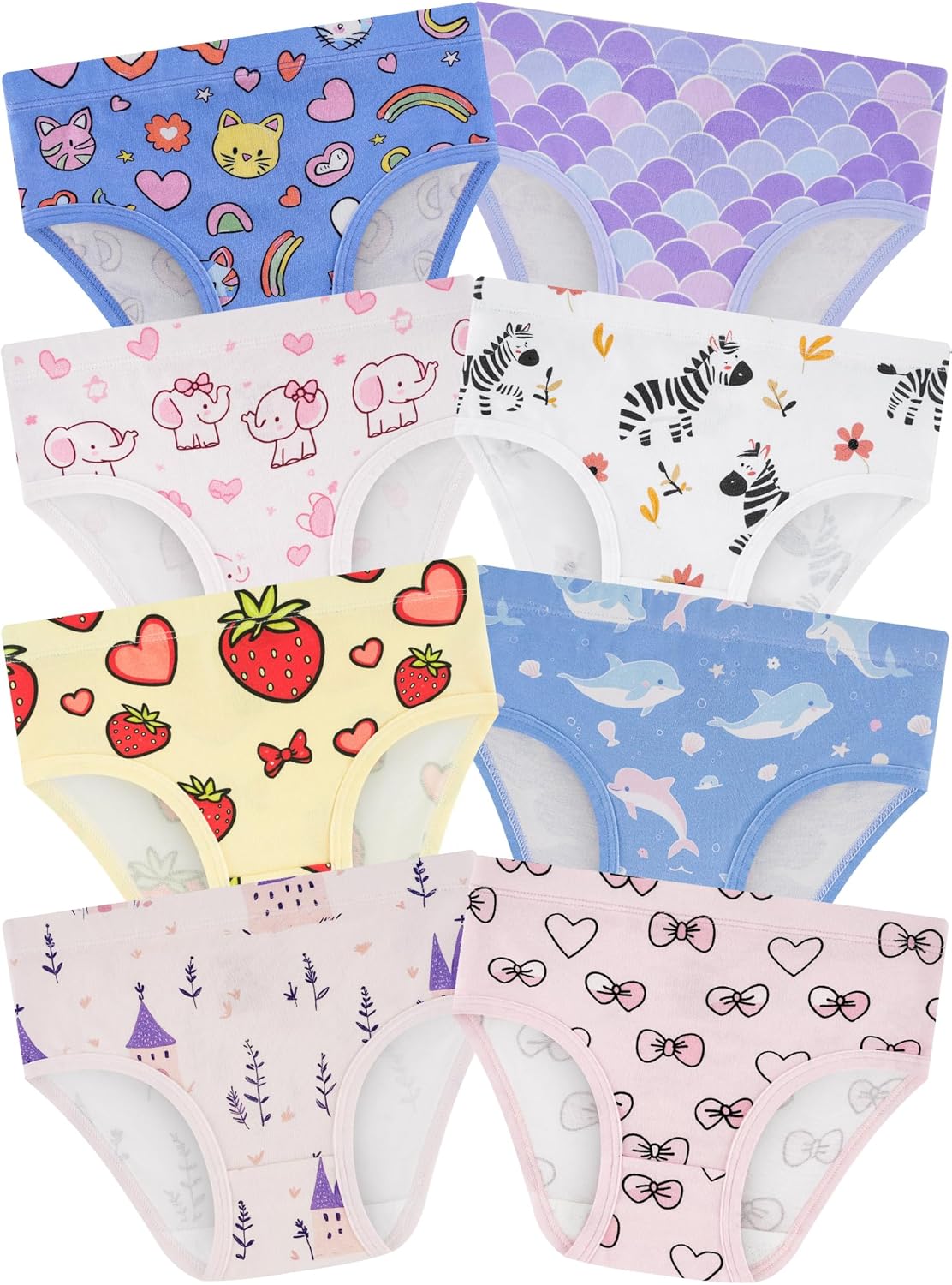Girls' Underwear,Soft Cotton Tagless Panties for Toddlers' & Little Kids' Comfort,Breathable