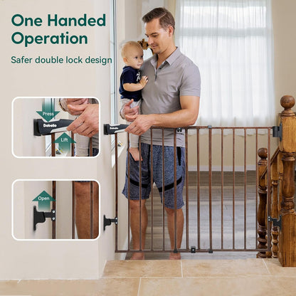 Babelio 34" Extra Tall Baby/Dog Gate with No Threshold Design Walk Thru Door, 26-43" Auto Close