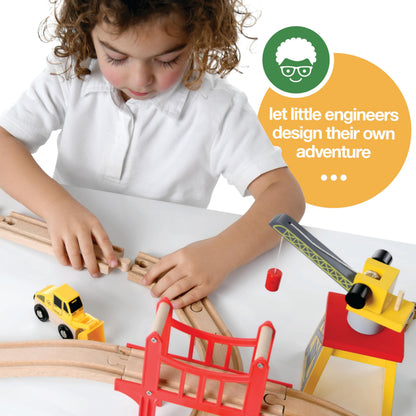 Play22 Wooden Train Set Toddler Toys - 38 Pieces Wood Train Track Set for Toddlers 3-4 Years with